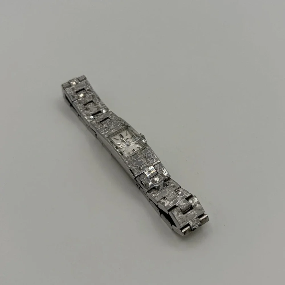 Vintage Enicar Silver‎ Tone Textured Link Analog Manual Women Watch
